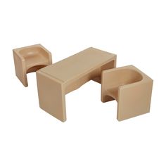 three pieces of plastic furniture on a white background