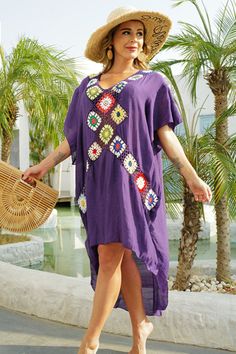 Casual Multicolor V-neck Cover-up, Casual V-neck Cover-up For Day Out, Spring V-neck Cover-up, Trendy V-neck Spring Cover-up, Bohemian V-neck Cover-up, Multicolor V-neck Cover-up For Day Out, Summer V-neck Cover-up For Day Out, Stretch V-neck Beach Cover-up, Free Size V-neck Cover-up For Summer