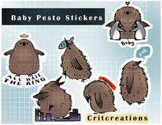 baby pesto stickers are shown here to describe the different kinds of bugs and other creatures