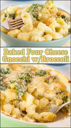 broccoli and cheese casserole in a bowl with a fork