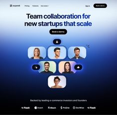 a group of people sitting in front of a computer screen with the words team collaboration for new start ups that scale