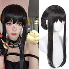 PRICES MAY VARY. 🎀【MATERIAL】 Made of high-quality synthetic fiber ( heat-resistant fiber, max temperature 365℉), with good air permeability and natural appearance. 🎀【SIZE】Cap circumference of this long straight black cosplay wig for girls and women is approx 50cm - 60cm / 19.6inch - 23.6inch, suitable for most head sizes. 🎀【OCCASIONS】 Perfect for carnival, Halloween, cosplay, anime, comic con, masquerade, fashion show or for fun. 🎀【PACKAGE INCLUDE】 1 * black synthetic wig with fixed bun+ 1 * Straight Black Wig, Black Cosplay Wig, Family Cosplay, Anime Wigs, Halloween Costume Party, Wigs Synthetic, Yor Forger, Black Costume, Beautiful Wigs