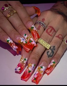 Duck Nails Acrylic, J Nails, Duck Nails, Exotic Nails, Long Square Acrylic Nails, Unique Acrylic Nails, Bling Acrylic Nails