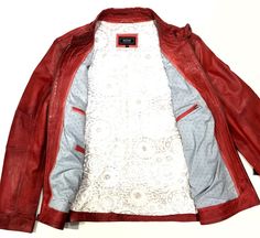 Missani Le Collezioni Men's Red Lambskin Leather Jacket - Dudes Boutique Designer Red Leather Outerwear, Red Leather Outerwear With Pockets, Luxury Red Leather Jacket, Luxury Fitted Red Leather Jacket, Designer Red Fitted Leather Jacket, Designer Fitted Red Leather Jacket, Red Fitted Leather Jacket With Pockets, Fitted Red Leather Jacket With Pockets, Designer Red Leather Jacket For Winter