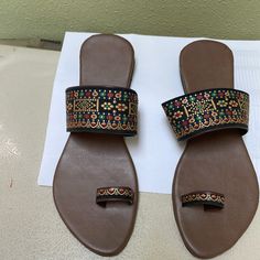 Flat Sandals From India Summer Festive Slip-on Flats, Festive Summer Slip-on Flats, Festive Multicolor Flat Sandals, Festive Open Toe Sandals For Spring, Festive Summer Sandals With Round Toe, Multicolor Festive Sandals For Summer, Multicolor Open Toe Flats For Summer, Summer Festive Multicolor Flats, Flat Sandals For Summer Festivals