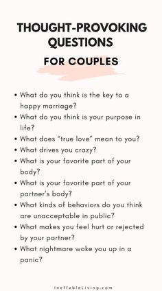 7 thought-provoking questions for couples Questions For Potential Boyfriend, Relationships Questions, Deep Conversation Topics, Questions For Couples, Intimate Questions, Get A Boyfriend, Relationship Psychology