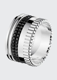 Boucheron Quatre Large Ring in White Gold with Black PVD, Size 54 - Bergdorf Goodman Large Ring, Bergdorf Goodman, Top Designers, In Fashion, Tops Designs, Rings For Men, Wedding Rings, White Gold, Engagement Rings