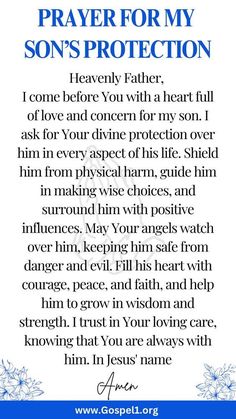 the prayer for my son's protection