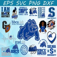 an image of some sports logos on a blue and white background with the words eps svc png dxf