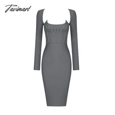 Tavimart High Quality Black Grey Long Sleeve Bodycon Rayon Bandage Dress Elegant Cocktail Party Dress Vestidos Fitted Long Sleeve Corset Dress For Party, Long Sleeve Fitted Corset Dress For Party, Fitted Long Sleeve Bandage Dress For Cocktail, Long Sleeve Bodycon Dress With Fitted Bodice For Party, Bandage Dress With Fitted Bodice For Party, Fitted Bandage Backless Dress, Fitted Bandage Evening Dress, Fitted Long Sleeve Corset Dress For Cocktail, Fitted Bandage Dress For Evening