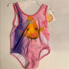 One Piece Swimsuit 3t New Fitted Fun Bodysuit For Playwear, Fun Fitted Bodysuit For Playwear, Playful Sleeveless Bodysuit For Swimming, Stretch Bodysuit For Playwear, Playful Sleeveless Bodysuit For Pool, Playful Fitted Bodysuit For Playwear, Playful Pink Swimming Bodysuit, Playful Pink Bodysuit For Swimming, Cute Stretch Bodysuit For Playwear