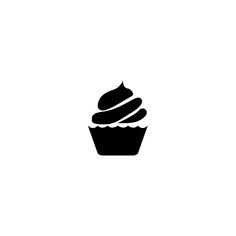 a cupcake with icing on top is shown in black and white, against a plain background