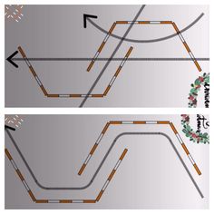 two pictures showing the same track as shown in this diagram