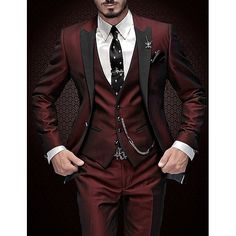 Category:Suits; Embellishment:Pocket; Season:Spring, Fall, Winter, Summer; Fabric:Polyester,TR; Front Closure:Single-Breasted Buttons; Style:Business,Daily; Includes:Vest,Pants,Jacket; Occasion:Wedding,Party; Fit Type:Plus Size; Jacket Buttons:Single Breasted One-button; Jacket Vents:Single (Center); Jacket Pockets:Straight Flapped; Vest Buttons:4; Pattern:Solid Colored; Neckline:Peak; Listing Date:12/11/2023; Production mode:External procurement; Pant Length:; Pants Waist:; Shoulder Width:; Sle Wedding Best Man, Terno Slim Fit, Formal Wedding Suit, Men Suits Wedding, Mens 3 Piece Suits, Prom Suits For Men, Suits Wedding, Man Blazer, Slim Fit Tuxedo