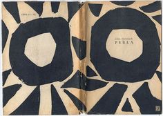 an open book with black and white designs on the front cover that reads perla