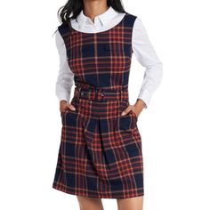 Riley & Rae Women's Oxford Heritage Dress Size: 4 Layered-Look Collar And Sleeves Belted Waist Brand New With Tags Preppy Fitted Dresses For Work, Preppy Mini Dress For Fall, Preppy Fitted Mini Dress, Classic Sleeveless Fall Dress, Preppy Dresses For Fall Workwear, Preppy Dresses For Work In Fall, Preppy Fall Workwear Dresses, Preppy Mini Dress For Work, Red Fitted Plaid Dress For Fall