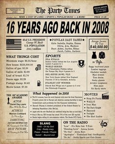 an old newspaper advertisement for the new years ago back in 2008, with information about what happened