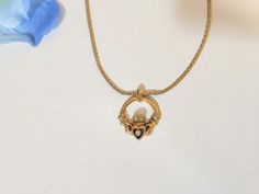 Vintage Gold Tone Avon Heart Necklace- Claddagh Crown, Love, Loyalty, Friendship Heart Necklace, Vintage Gold, Gold Tones, Jewelry Necklace Pendant, Beauty Book, Jewelry Necklaces, Pendant Necklace, Accessory Gift, Electronic Accessories