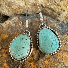 Dry Creek Turquoise Sterling Silver Earrings by Mary Tso Turquoise Stone Jewelry, Indian Reservation, Black Arrow, Dry Creek, American Jewelry, Native American Jewelry, Computer Monitors, 1 800, Turquoise Sterling Silver