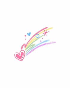 a drawing of a rainbow with hearts and stars