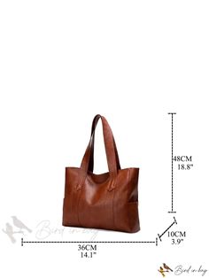 Bird in Bag - Womens Simple Elegant Tote Bag, Fashionable Shoulder Bag, Large Capacity Chic Large Brown Bag, Chic Large Brown Bags, Large Brown Shoulder Bag For Errands, Large Brown Satchel For Daily Use, Large Brown Rectangular Shoulder Bag, High-capacity Brown Rectangular Shoulder Bag, Large Brown Chic Satchel, Large Brown Square Shoulder Bag, Brown High-capacity Rectangular Shoulder Bag