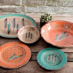 vintage melamine dishes Western Dishes Sets, Turquoise Terracotta, Southwestern Dinnerware, Turquoise Pottery, Western Dinnerware, Western Dishes, Melamine Dishes, Brown Teal, High Noon