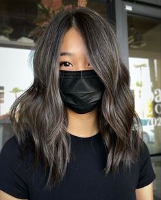 Asian Hair Mushroom Brown, Ashy Brown Hair Balayage Asian, Dark Brunette Partial Highlights, Ash Brown Glaze Hair, Mushroom Brown Babylights On Dark Hair, Straight Mushroom Brown Hair, Balayage For Black Hair Asian Straight, Mushroom Brown Straight Hair, Mushroom Balayage On Black Hair