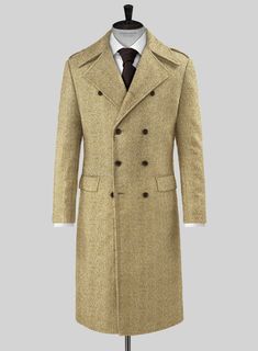 Aim for a lavish take on a casual style with our Highlander Heavy Beige Herringbone Tweed GQ Overcoat. Most significantly, crafted from a pure wool material expresses a thick, decently rugged, and gorgeously soft texture with a distinctive herringbone weave over a brown hue. Additionally, the cloth exudes an enormously cozy vibe, which makes this GQ overcoat an excellent investment for the winter. Primarily, the precise tailoring suit frames the contour and ensures you look sharp for a charming Heavy And Light, Herringbone Tweed, The Cloth, Brown Shades, Tweed Fabric, Herringbone Pattern, Fine Fabric, Wool Fabric, Soft Texture