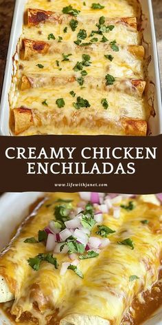 this is an image of creamy chicken enchiladas