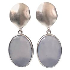 Luxury Platinum Oval Cabochon Jewelry, Elegant Silver Oval Cabochon Earrings, Modern Oval Cabochon Earrings, Formal Silver Oval Cabochon Earrings, Large Earrings, Oval Cabochon, Earring Backs, Rhodium Plated, Sterling Silver Earrings