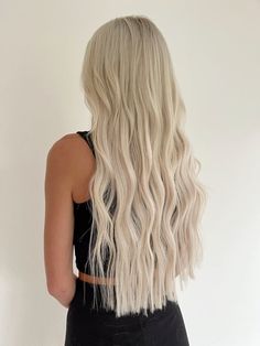 platinum long hair, bright blonde hair Solid Bleach Blonde Hair, Platinum Long Blonde Hair, Blonde Hair Inspiration Platinum, Icy Blonde Hair Extensions, Long Cool Blonde Hair, Light Blonde Long Hair, Bright Blonde Hair Inspiration, All Over Blonde Hair Color Honey, Low Maintenance Long Blonde Hair