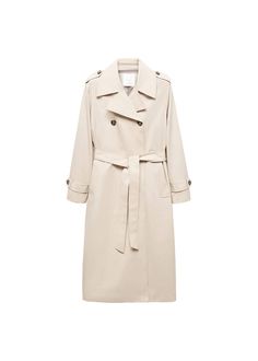 Long Coat For Workwear In Rainy Season, Long Coat For Work During Rainy Season, Beige Spring Outerwear For Rainy Weather, Beige Outerwear For Rainy Spring Weather, Beige Spring Rainy Weather Outerwear, Beige Spring Rain Outerwear, Spring Gabardine Pea Coat With Double-breasted Button, Mango Trench Coat, Gabardine Button-up Outerwear With Button Cuffs