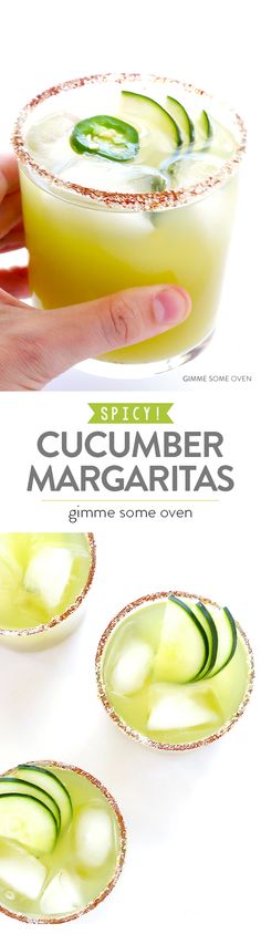 the cucumber margarita is served in small bowls