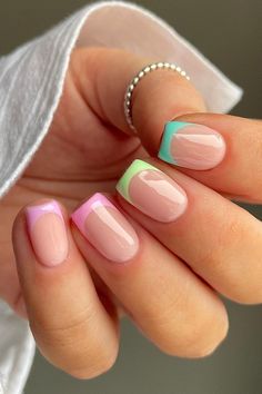 Spring Tip Nails, Nails One Color, Nails Design Short, Nails New Year, Nails March, Nails Basic, Nail Room, Nails Green