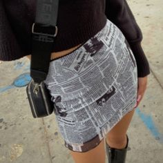 Newspaper mini skirt Newspaper Reputation Outfit, Newspaper Skirt Outfit, Newspaper Print Skirt, Dads Aesthetic, Reputation Newspaper, Newspaper Clothes, Newspaper Outfit