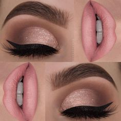 257 curtidas, 8 comentários - Lana (@swetlanapetuhova) no Instagram: “I'm so ready for all the upcoming dramatic fall make ups 😍🍂🍁 __________________ Brows:…” Sanggul Cepol, Machiaj Smokey Eyes, Light Pink Lips, Make Up Designs, Party Make-up, Glitter Eyeliner