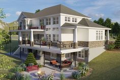 this is an artist's rendering of a two story house with balconies