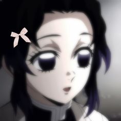 an anime character with big eyes and black hair