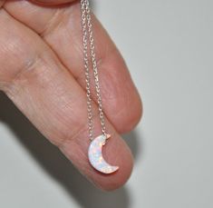 Shop Moon Phase Necklace, Dainty Opal Necklace Sterling Silver, Layering Necklace, Celestial Jewelry, Opal Jewelry, October Birthstone You can wear this necklace with any style/color of your dress. Moon phase necklace is made from: - Lab created white opal moon bead- 11 mm x 8 mm - Diamond cut sparkling sterling silver chain - Sterling silver lobster clasp - Sterling silver jump ring Please select a desired length from the drop down menu. Dainty Opal necklace will make a great gift! Opal is Octo Dainty Opal Necklace, Moon Phases Necklace, Jewelry Opal, Celestial Jewelry, October Birthstone, Layering Necklace, Necklace Dainty, Opal Necklace, October Birth Stone