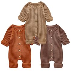 plain color one-piece | ripped pattern button up romper | banded cuffs to keep sleeves from riding up | soft cotton mix fabric | machine washable Button Up Romper, Classic Baby Clothes, Aesthetic Galaxy, Orange Long Sleeve, Fun Baby, Brown Long Sleeve, Baby Style, Plain Color, Kids Coats