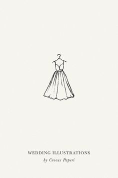 a dress on a hanger with the words wedding illustrations