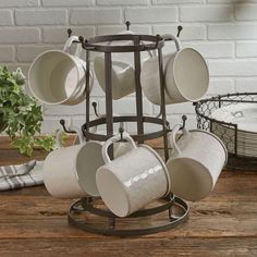 Counter Top 10-Mug Rack-Iron Accents Kitchen Counter Organization, Farmhouse Table Lamps, Western Kitchen, Mug Tree, Iron Accents, Dark Metal, Mug Holder, Park Designs, Metal Rack