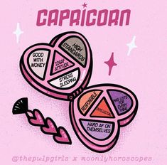 two heart shaped candies with captioning on the top and bottom, in front of a pink background