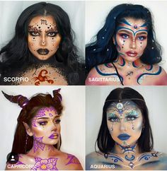 Leo Zodiac Makeup, Zodiac Makeup Looks, Zodiac Magic, Witchy Makeup, Fx Makeup, Crazy Makeup, Halloween Makeup Looks, Diy Beauty Hacks