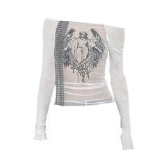 Please refer to our sizing chart for a guideline when choosing a size. 5 business days order processing time. 90% polyester 10% spandex White Long Sleeve Alternative Top, Distressed White Long Sleeve Top, Y2k Sheer Long Sleeve Tops, Gothic Long Sleeve Sheer Top, Long Sleeve Sheer Gothic Top, Bodysuits And Jeans, Sheer Mesh Dress, Long Halter Dress, Jesus Prints