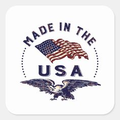 made in the usa with an american flag and eagle on it's back side