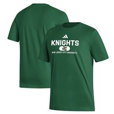 Sport your New Jersey City Gothic Knights pride in style with this adidas Fresh T-Shirt. This lightweight cotton tee features a classic crew neck for a timeless look that's comfortable to wear all day. The team name and logo are prominently screen-printed above the school's name across the chest, making it clear you're a proud supporter of the Gothic Knights. Adidas Logo T-shirt For Sports Season, Adidas T-shirt With Logo For Sports Season, Adidas Graphic Print T-shirt For Sports Events, Green Adidas Tops With Logo, Adidas T-shirt With Three Stripes For Sports Events, Adidas T-shirt With Three Stripes Branding, Adidas Three Stripes T-shirt For Sports Events, Adidas Three Stripes T-shirt For Sports, Adidas Sporty Cotton T-shirt