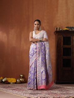 An exclusive saree from Khinkhwab. Add a dash of your favorite color to your ethnic look with this beautiful Banarasi saree from our Secret Garden collection. The Saree is made of pure Georgette and has the illustrious flower woven. Jaal weave is inherent to Banarasi weaving and this saree is the epitome of the craftsmanship of the renowned weavers of Banaras. Georgette Dupatta, Ethnic Looks, Our Secret, Banarasi Saree, Zari Work, Banarasi Sarees, Secret Garden, Dahlia, Lehenga