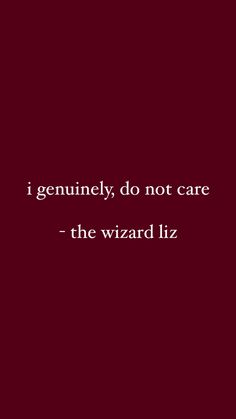 a red background with the words i gennuly, do not care the wizard liz