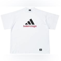 New Never Worn With Tags Oversized Logo Tops For Streetwear, Oversized Short Sleeve Shirt With Logo Print, Oversized Tshirt, Balenciaga, Tee Shirts, Mens Shirts, Adidas, T Shirt, Color